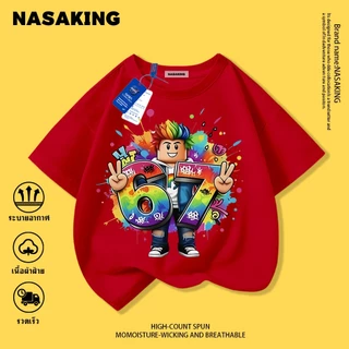 NASA เสื้อยืดแขนสั้นเด็ก ลายการ์ตูนRoblox ผ้าอัพเกรด นุ่มสบาย เหมาะสำหรับเด็กผู้ชายและเด็กผู้หญิง