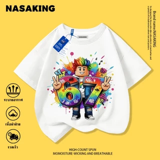 NASA เสื้อยืดแขนสั้นเด็ก ลายการ์ตูนRoblox ผ้าอัพเกรด นุ่มสบาย เหมาะสำหรับเด็กผู้ชายและเด็กผู้หญิง