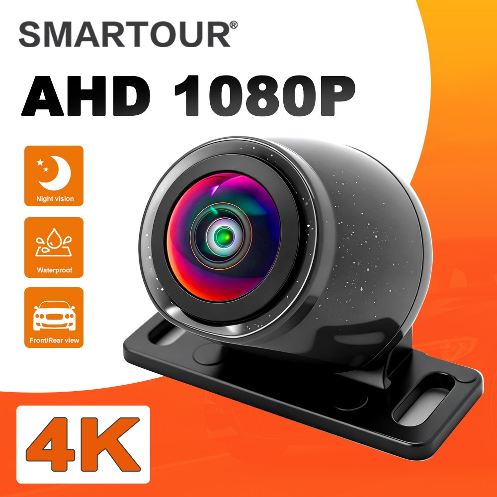 4K AHD 1080P กล้องมองหลังรถยนต์ 180° เลนส์ Fisheye Night Vision กันน้ําด้านหน้า/ด้านหลังย้อนกลับที่จ