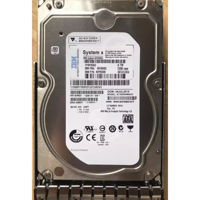 สําหรับ IBM SATA 4TB 7.2K 49Y6002 49Y6003 49Y6006 X3650 M4 M5 ฮาร์ดไดรฟ์