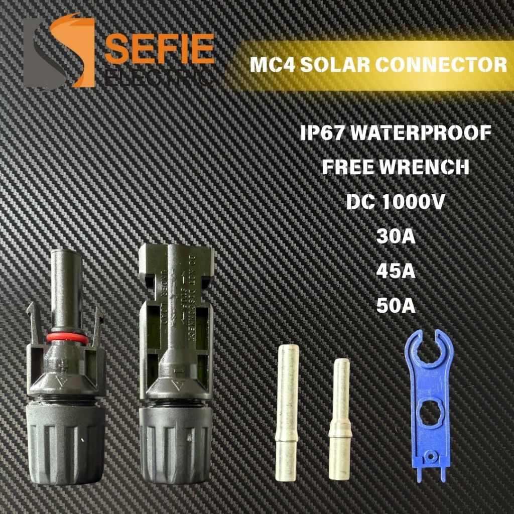 MC4 Connector 30A 45A 50A 1000V ขั้วต่อแผงโซล่า ปลั๊กกันน้ำ IP67 แบบชาย-หญิง