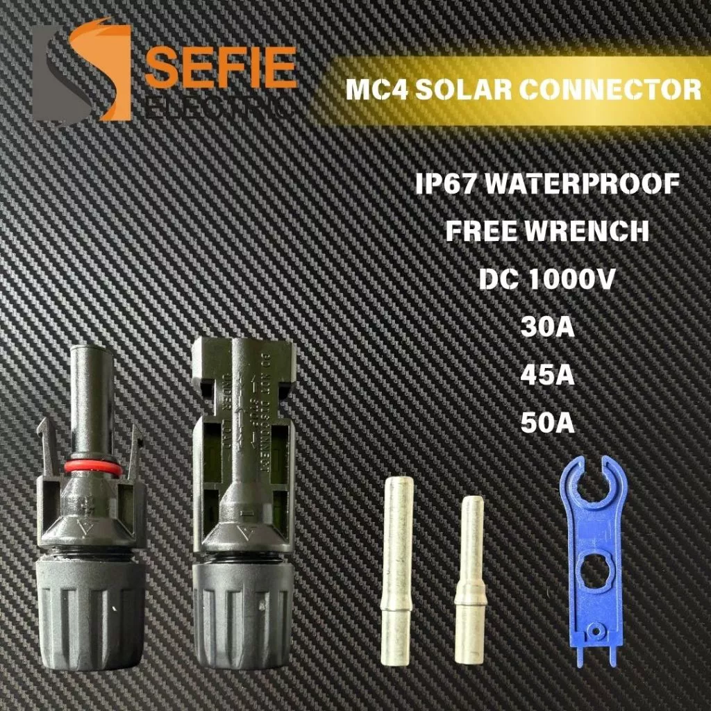 MC4 Connector 30A 45A 50A 1000V ขั้วต่อแผงโซล่า ปลั๊กกันน้ำ IP67 แบบชาย-หญิง