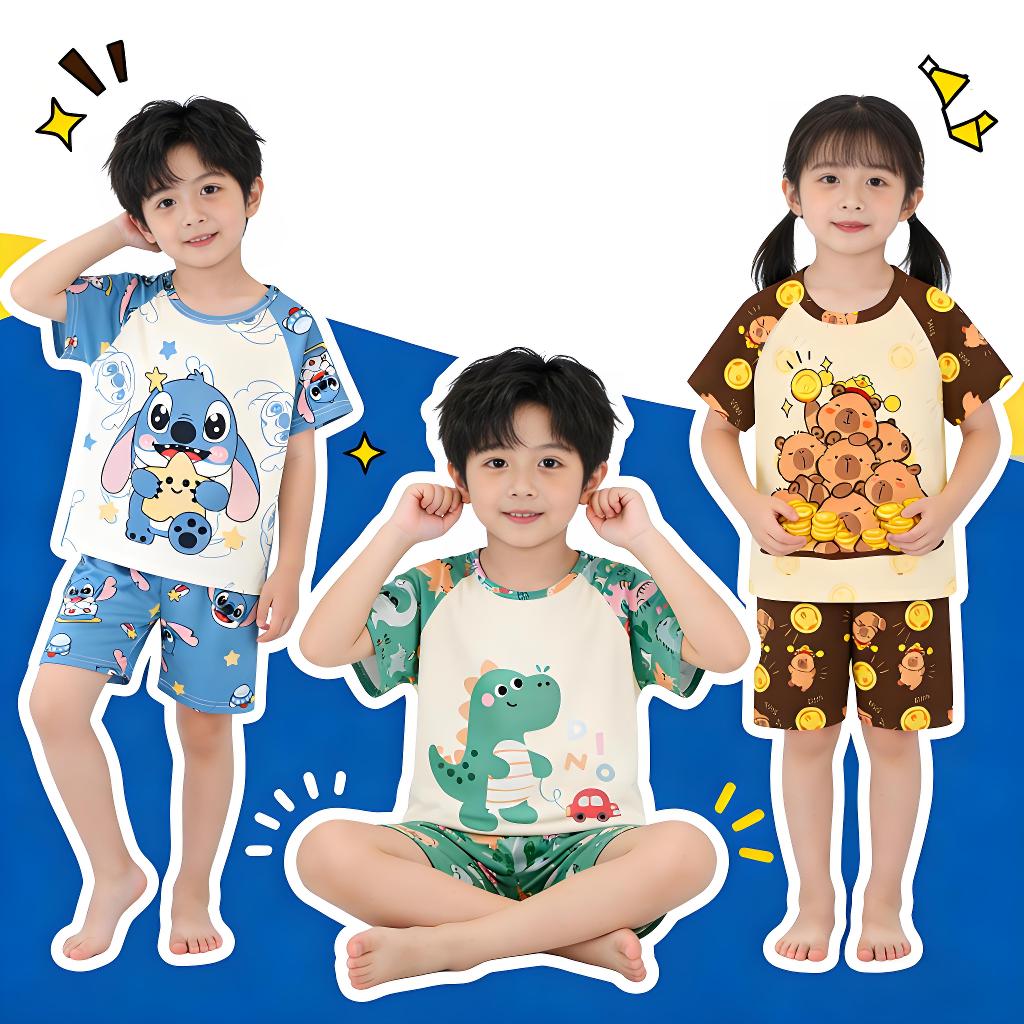 เสื้อแขนสั้นคอกลม ชุดนอนลายชินจัง เหมาะสำหรับเด็กชายและเด็กหญิง อายุ 10-11 ปี