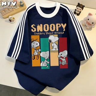 NFV แฟชั่นเกาหลี💕เสื้อยืด snoopy ใส่สบาย oversize ใส่สบายไม่รัดตัว ระบายอากาศ ผ้าคอตตอน 100% เนื้อผ้านุ่ม YG1254