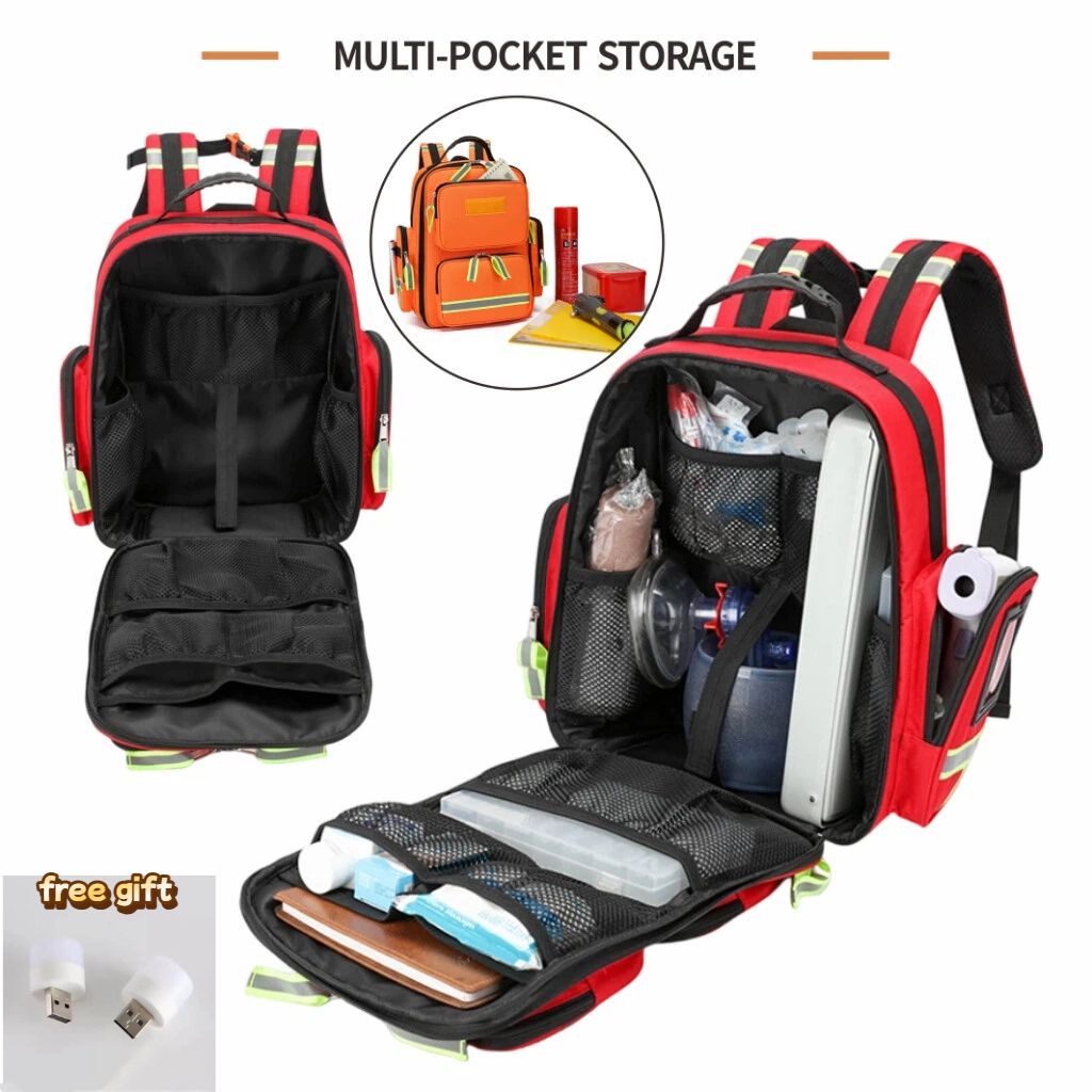 Professional Emergency Survival Backpack | Heavy-Duty Waterproof First Aid Trauma Bag with Reflective Strips | Medical Responder Go-Bag