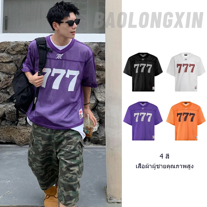 Baolongxin American Breathable Hollowed-out Mesh Vneck Loose Print