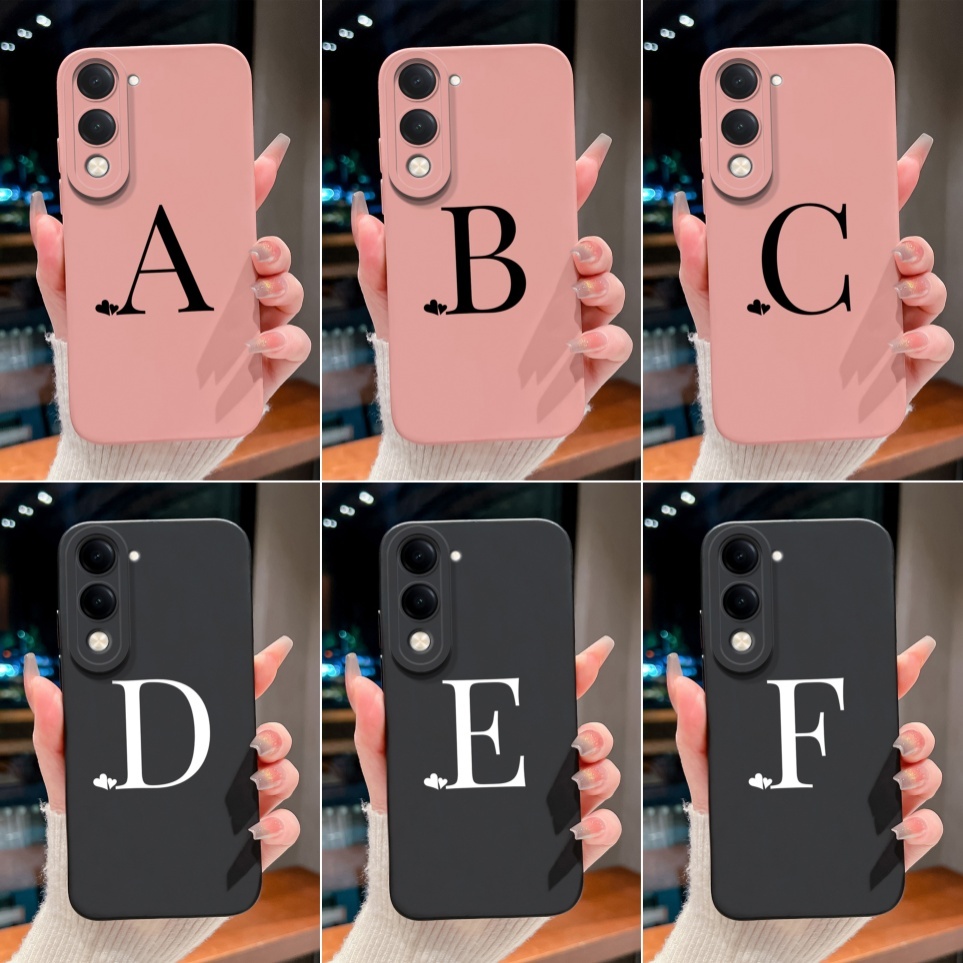 สําหรับ vivo Y04 Y19 Y19E Y37C Y29s เคสโทรศัพท์ Simple เริ่มต้นคู่สไตล์ Non Slip สีชมพูสีดําสําหรับ 