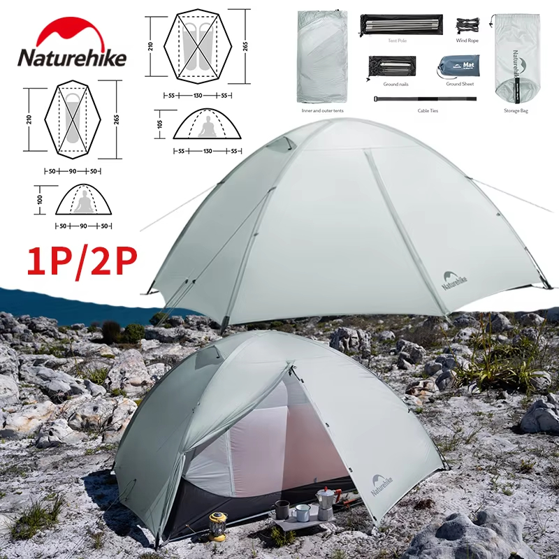 Naturehike Giling UL Ultralight เต็นท์เดินป่ากันน้ํา 15D ไนลอน 1-2 คน Camping เต็นท์กันฝน