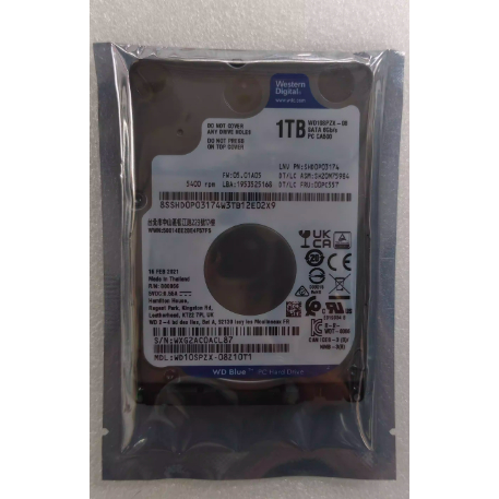 สําหรับโน๊ตบุ๊คฮาร์ดไดรฟ์แบบกลไก WD10SPZX Western Digital 1TB บางเฉียบ 5400rpm 128m แคช SATA 1.5 นิ้
