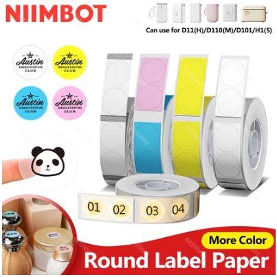 NIIMBOT ฉลากกาวในตัวทรงกลมโอนความร้อน เหมาะสําหรับเครื่องพิมพ์ฉลาก NIMBOT D11/D110/D101/H1/H1S