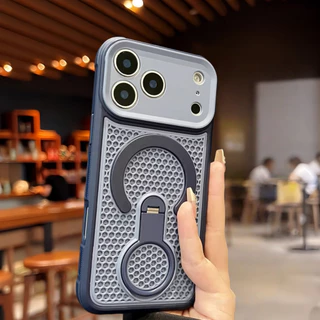 Casing เคสโทรศัพท์แบบยึดกระจายความร้อนพร้อม 360° เคสเคสแข็งกันกระแทกสําหรับ iPhone 17 16 15 14 13 12 11 Pro max case