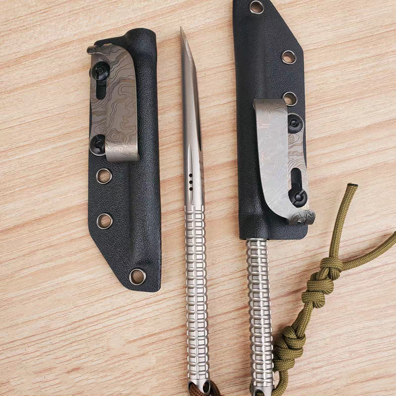 EDC Titanium Alloy Large Straw K Sheath Titanium Back Clip มัลติฟังก์ชั่นเครื่องมือกลางแจ้ง