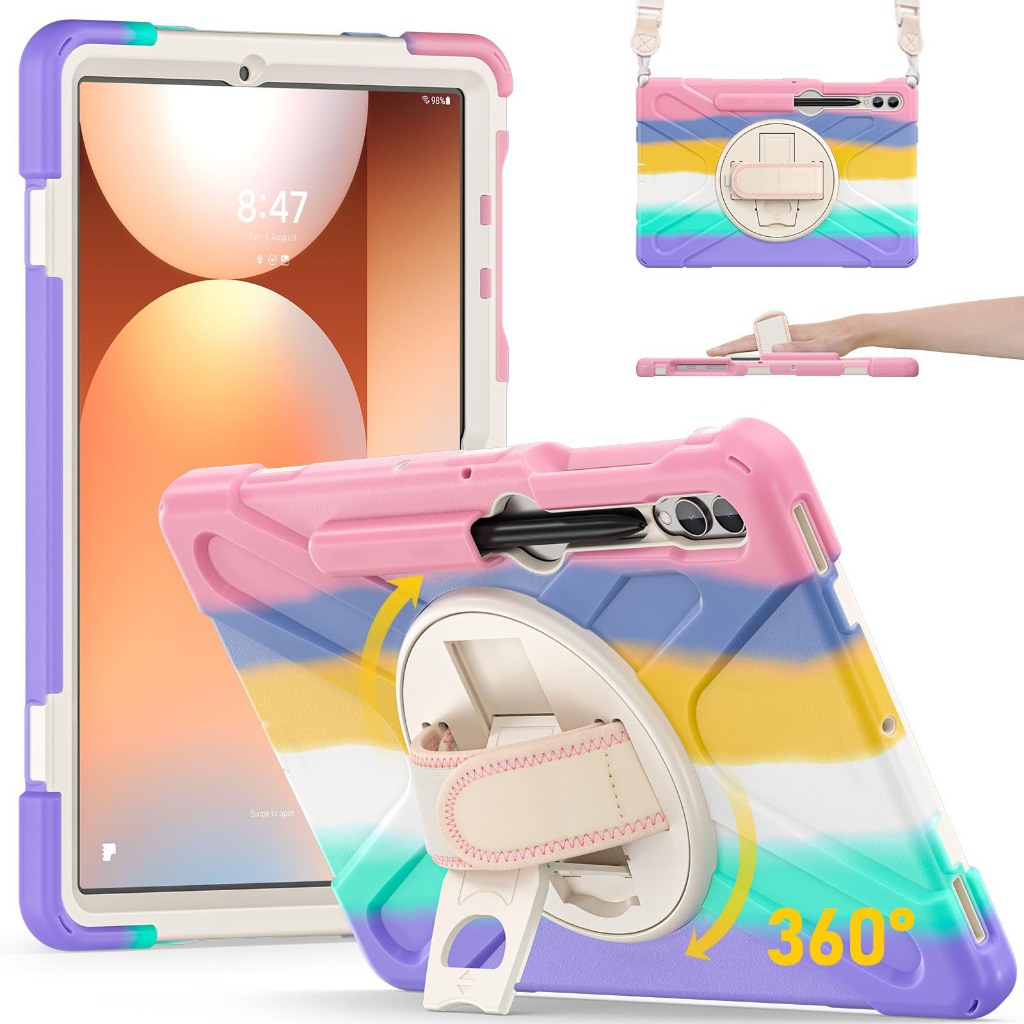 NEOMIXX Android เคสแท็บเล็ตสําหรับ Samsung Galaxy Tab A11+/A9+ Plus 11, A8, Tab S11, S10, S10 FE+, S9 FE+ Plus,S8 Ultra, S7, S6 Lite, กันกระแทก | 360° ขาตั้งหมุนได้ | S ที่ใส่ปากกา