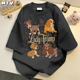 【จัดส่งตลอด 24 ชั่วโมง】🎀 NFVเสื้อยืดคอกลม ลายลูกสุนัข การ์ตูน ทรงหลวม ผ้าฝ้าย ชาย-หญิง วัยรุ่น YG841