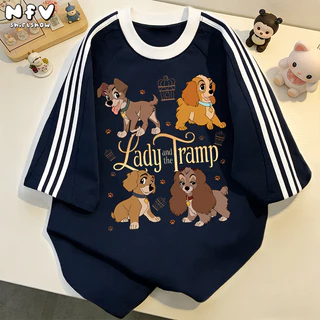 【จัดส่งตลอด 24 ชั่วโมง】🎀 NFVเสื้อยืดคอกลม ลายลูกสุนัข การ์ตูน ทรงหลวม ผ้าฝ้าย ชาย-หญิง วัยรุ่น YG841