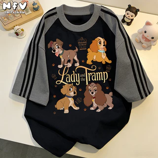 【จัดส่งตลอด 24 ชั่วโมง】🎀 NFVเสื้อยืดคอกลม ลายลูกสุนัข การ์ตูน ทรงหลวม ผ้าฝ้าย ชาย-หญิง วัยรุ่น YG841