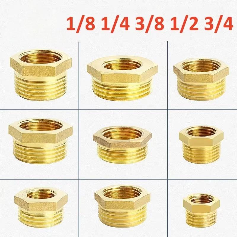 ขั้วต่อตรงหกเหลี่ยมทองเหลือง 1/8", 1/4", 3/8", 1/2", 3/4", 1" Bsp ขั้วต่อเกลียวนอก