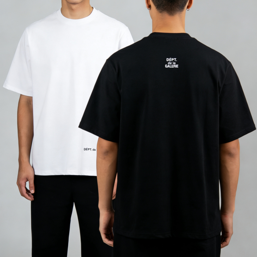 ✨ 2026 GALLERY DEPT สีดําสีขาวเสื้อผ้าฝ้ายเสื้อยืดตัวอักษรพิมพ์ผู้ชายผู้หญิงแขนสั้น Tees