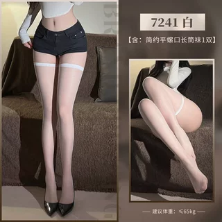 💚Chillsilk💜 ถุงเท้าสูง ถุงน่องตาข่ายสีดำ ถุงเท้าลูกไม้ เนียน
