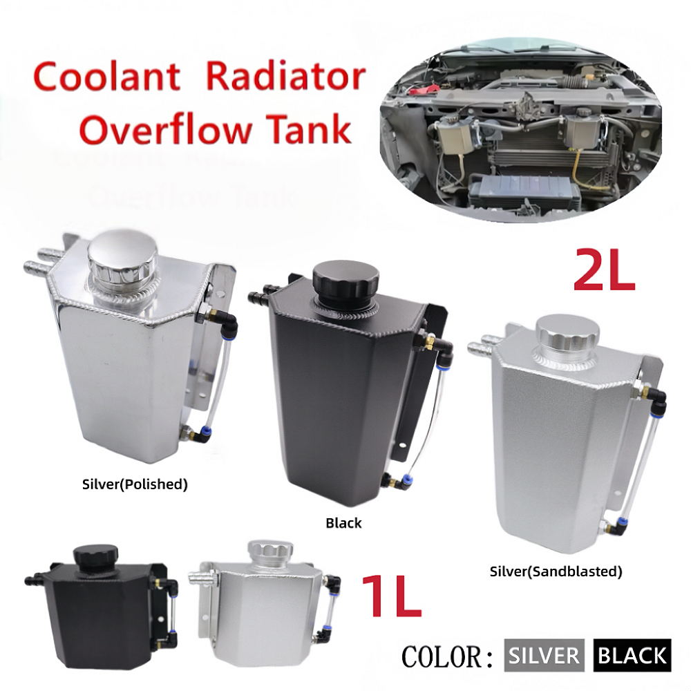 Universal 1L/2L อลูมิเนียมน้ํามันจับสามารถอ่างเก็บน้ําถังเครื่องยนต์ Coolant หม้อน้ํา Overflow ถังน้ํามันเชื้อเพลิงพร้อมท่อระบายน้ําปลั๊ก Breather
