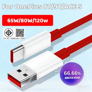 สายชาร์จ OnePlus 65W Warp Charge Type-C 6A สำหรับ OnePlus 8T 9 9R 9Pro 10Pro Nord 2 ชาร์จไว สายข้อมูลคุณภาพ