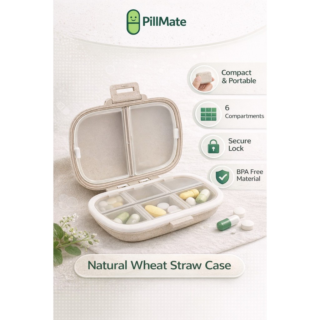 SNBS Travel Pill Organizer 8 ช่องกล่องยาทุกวันแบบพกพาวิตามินกระเป๋าขนาด