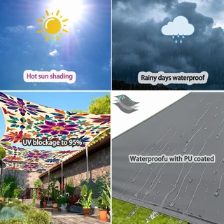 210D Mandala Sun Shade Sail, Custom Bohemian ผ้าบังแดดกันน้ํา, กันสาดไม่มีรอยต่อสําหรับ Garden Backyard Patio Party สระว่ายน้ํา Camping กลางแจ้ง