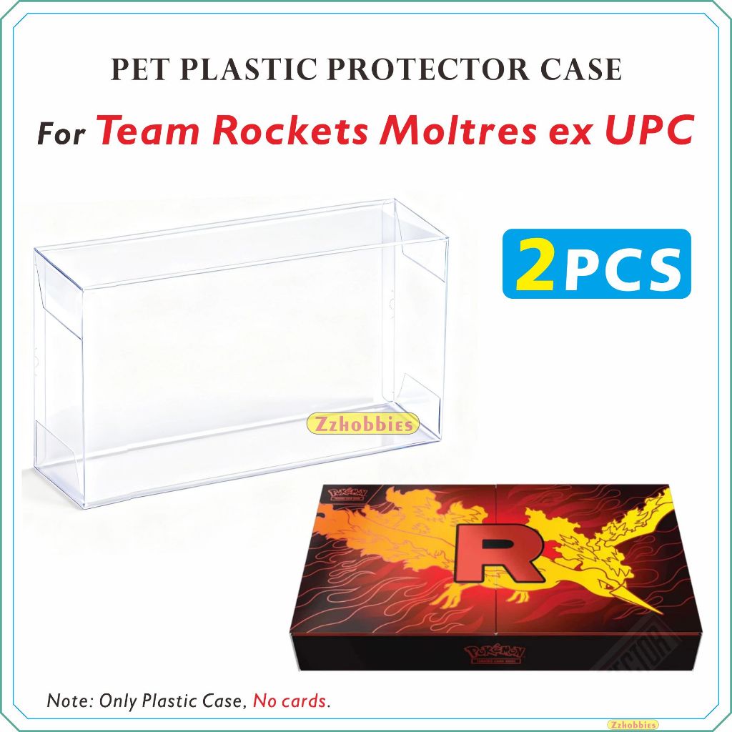 2PCS PET พลาสติกป้องกันกรณีสําหรับทีม Rockets Moltres ex UPC0.6 มม.หนา
