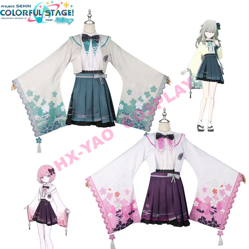 【HX-YAO】Project Sekai Hatsune Miku cosplay Kusanagi Nene Otori Emu Big Monthly Pass เครื่องแต่งกายคอ