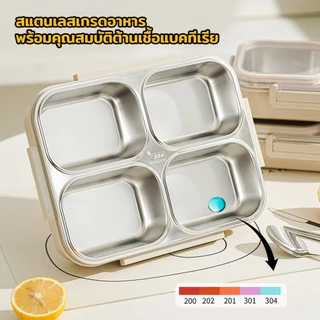 กล่องอาหารกลางวันแบบแบ่งส่วน 1600ML ทำจากสแตนเลสเกรด 304 พร้อมชั้นฉนวนกันความร้อน