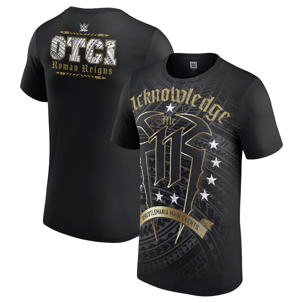 Wwe Mens Black Roman Reigns Acknowledge Me 11 เสื้อยืด – โปรปัง