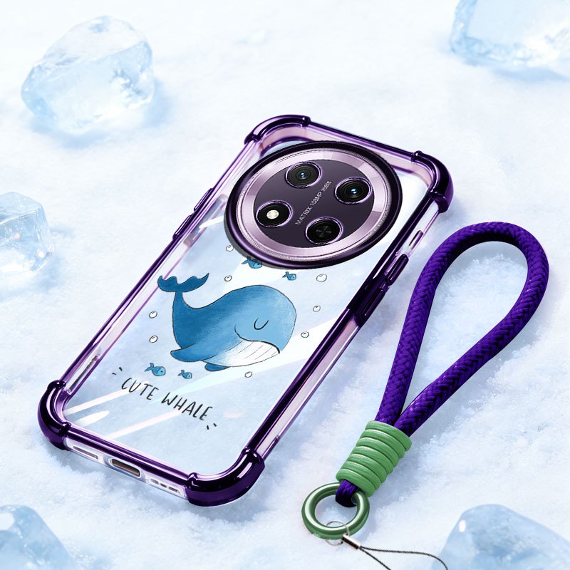 YBD สําหรับ Honor X9B X9D X9C 5G Magic 6 7 8 Lite Anti-Fall สี่มุม Blue Dolphin พร้อมเชือกแขวนเคสโทร
