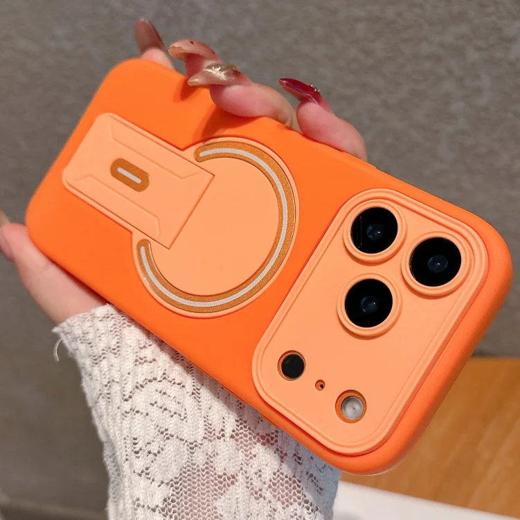 เคสโทรศัพท์หน้าต่างแบบพับได้แบบซ่อน สายชาร์จไร้สายแม่เหล็กแบบแมตหรูหรา รองรับสำหรับ iPhone 17 16 15 14 13 12 11 Pro Max Plus กันกระแทก ป้องกันแรงกระแทก เคสนุ่ม ฝาหลัง ปกป้องตัวเครื่อง