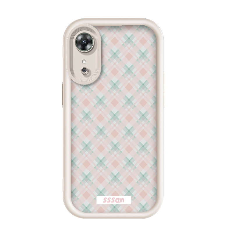 สําหรับ Oppo A17/Oppo A17k,สีเขียว,สีชมพูตารางรูปภาพ,เคสโทรศัพท์ซิลิโคนป้องกันการตกหล่น