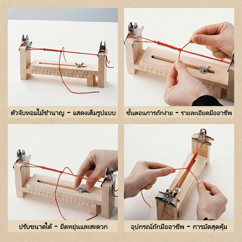 St.kunkka แท่นถักเชือกไม้ ปรับขนาดได้ พร้อมคลิปหนีบ 2 ตัว แท่นทำสร้อยข้อมือ อุปกรณ์ทำกำไล พาราคอร์ด มาคราเม่ DIY — صورة 3