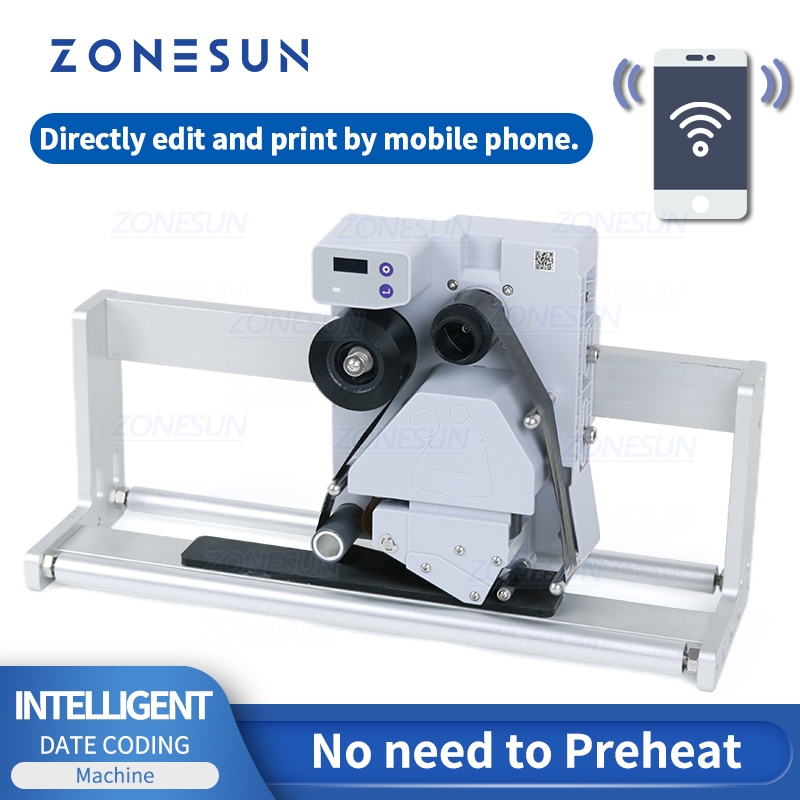 ZONESUN ZS-DC24A Mini Handheld Inkjet Printer สมาร์ทโทรศัพท์ควบคุมข้อความ QR Code Barcode Batch Seri