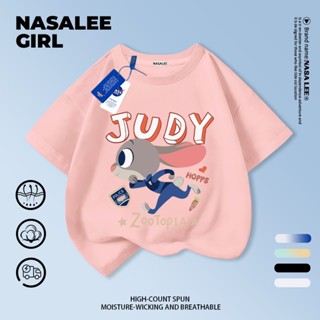 【จัดส่งจากกรุงเทพ】ชุดเด็กผ้าฝ้ายคอกลมแขนสั้นชายหญิงลายครอบคร…