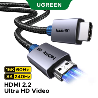 UGREEN สาย HDMI 16K 2.2 ความเร็วสูงพิเศษ 96Gbps, เปลือกอลูมิเนียม + ดีไซน์ถัก, สําหรับแล็ปท็อป/โปรเจคเตอร์/Samsung TV/จอภาพ, HDR 10+ HDR Vision, 2M