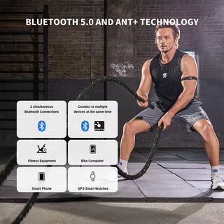 COOSPO HW9 Bluetooth 5.0 ANT+ ปลอกแขนวัดอัตราการเต้นของหัวใจพร้อมโซน HR/Calories Burned, Optical HRM Sensor สําหรับการฝึกฟิตเนส/ปั่นจักรยาน/วิ่ง,เข้ากันได้กับ Peloton,โยคะ