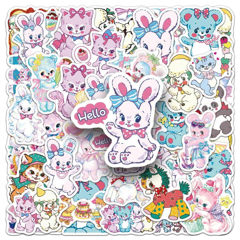 50ชิ้นแมวน่ารักกระต่ายสติกเกอร์กันน้ําสําหรับ แก้วน้ํา แล็ปท็อปเคสโทรศัพท์สติกเกอร์รถกราฟฟิตีสร้างสรรค์ ทําเอง