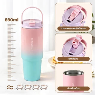 Kadonio x Bravhom Tumbler สแตนเลส 304 แก้วเก็บอุณหภูมิ สวยงาม สำหรับสาว แก้วน้ําสูญญากาศ เก็บความเย็น และร้อน พร้อมหูจับ อเนกประสงค์ พร้อมหลอดดูด BT06