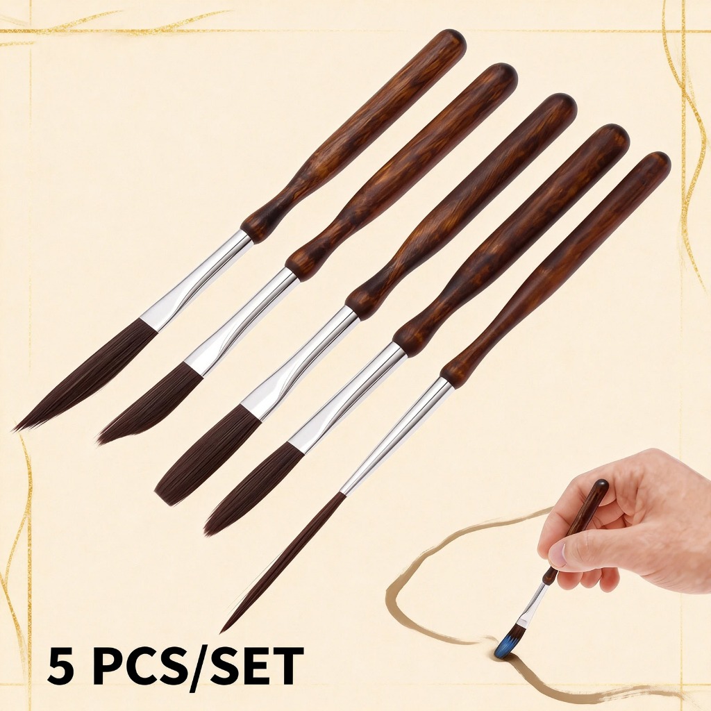 5 ชิ้น Pinstriping แปรงสําหรับรายละเอียด Fine/ภาพวาดศิลปะไนลอน Pinstripe แปรงสําหรับอะคริลิคสีน้ําน้ํามัน Gouache Face ภาพวาด