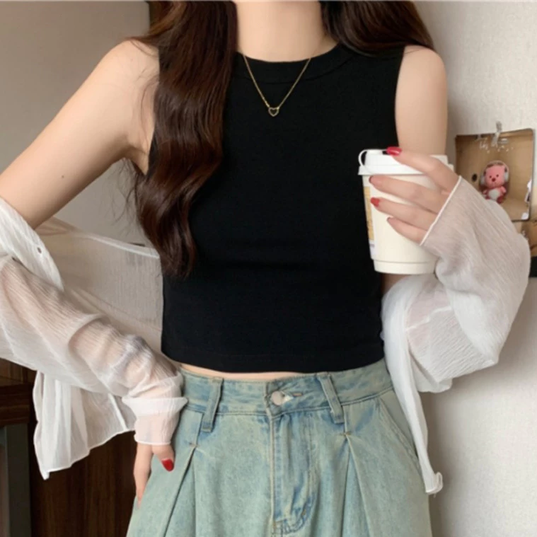 เสื้อกล้ามผู้หญิง 💕คอกลม แฟชั่นสไตล์เกาหลี เซ็กซี่ ยืดหยุ่น ใส่สบาย เข้ารูป ช่วยให้ดูผอม ผู้หญิง สายเดี่ยว YGC