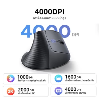 Ugreen แนวตั้ง 4000DPI 2.4G เมาส์ไร้สายตามหลักสรีรศาสตร์เงียบคลิก 4 สปีดปรับ 10M การส่งสัญญาณที่เสถียรสําหรับแล็ปท็อป PC Windows