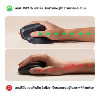 Ugreen แนวตั้ง 4000DPI 2.4G เมาส์ไร้สายตามหลักสรีรศาสตร์เงียบคลิก 4 สปีดปรับ 10M การส่งสัญญาณที่เสถียรสําหรับแล็ปท็อป PC Windows