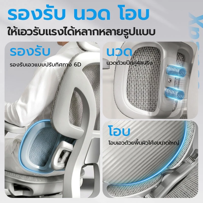 Xpanse T8 เก้าอี้สุขภาพ Ergonomic Chair เก้าอี้สำนักงาน ทำงาน คอมพิวเตอร์ เล่นเกม หมอนรองหลังอัตโนมัติ เบาะระบบAirระบายอากาศ ที่วางแขน5Dปรับได้ นั่งสบายทนทาน thumbnail 4