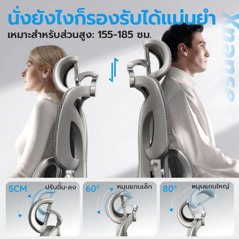 Xpanse T8 เก้าอี้สุขภาพ Ergonomic Chair เก้าอี้สำนักงาน ทำงาน คอมพิวเตอร์ เล่นเกม หมอนรองหลังอัตโนมัติ เบาะระบบAirระบายอากาศ ที่วางแขน5Dปรับได้ นั่งสบายทนทาน thumbnail 5
