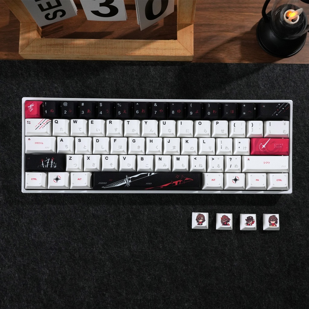 XVX Yuki Aim Keycaps โปรไฟล์เชอร์รี่ Dye Sub PBT อะนิเมะตัวอักษรญี่ปุ่นน้ํามันทนของขวัญมังกรสําหรับ Gaming & Office ใช้งานร่วมกับ MX คีย์บอร์ด Keycap (135 คีย์)
