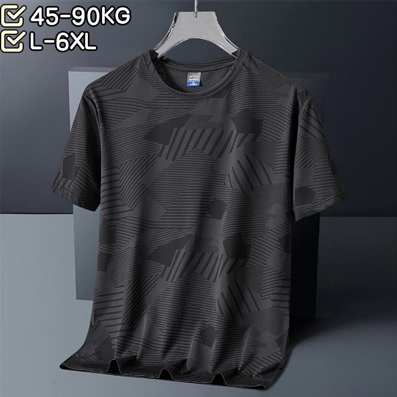เสื้อยืดผู้ชายแขนสั้น สไตล์คูล ระบายอากาศได้ดี แห้งไว ไซส์ใหญ่ถึง 6XL สำหรับหน้าร้อน
