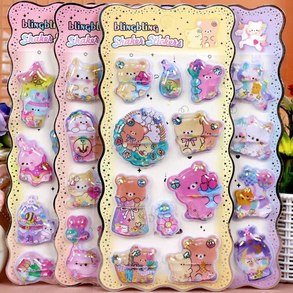 ใหม่ 3D สามมิติสั่นน้ําสติกเกอร์สไตล์ญี่ปุ่น Gilding สนุกกระต่ายหมีน้อย Pony ลูกแมวรางวัล